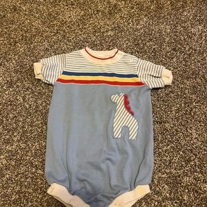 Vintage Health-Tex One Piece Bodysuit 18 m Blue‎ Stripe Giraffe 90s Made in USA